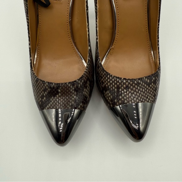 Steve Madden Snakeskin Pumps Cap Toe Pointy Stiletto Heels 6.5 - Picture 7 of 16